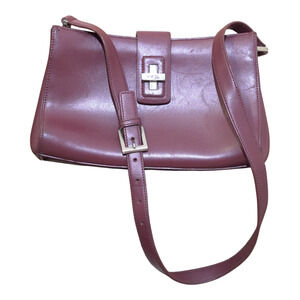 Vintage TUMI Burgundy Leather Shoulder Bag Medium Quiet Luxury REFURBISHED